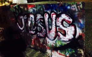 Graffiti wall at Block Party - legal "street" art spreading His name. It's always a good time at Block Party. 